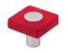 Afbeeldingen van Siro Meubelknop kunststof - L 30mm/H 26mm/B 30mm rood/aluminium 