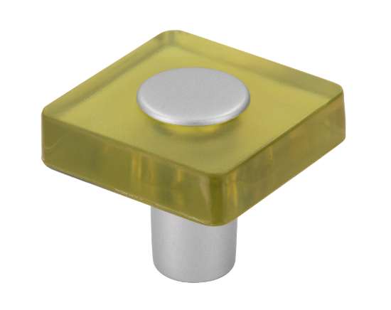 Afbeeldingen van Siro Meubelknop kunststof - L 30mm/H 26mm/B 30mm groen/aluminium 