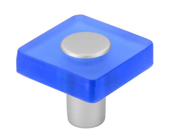 Afbeeldingen van Siro Meubelknop kunststof - L 30mm/H 26mm/B 30mm blauw/aluminium 