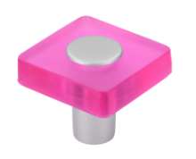 Afbeeldingen van Siro Meubelknop kunststof - L 30mm/H 26mm/B 30mm roze/aluminium 