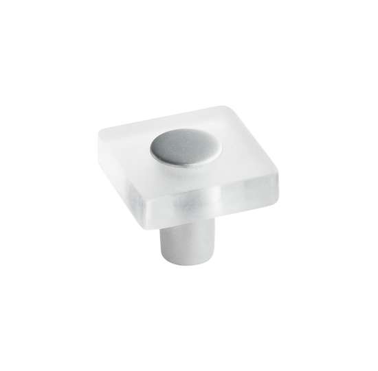 Afbeeldingen van Siro Meubelknop kunststof - L 30mm/H 26mm/B 30mm transparant/ aluminium 