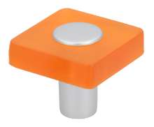Afbeeldingen van Siro Meubelknop kunststof - L 30mm/H 26mm/B 30mm oranje/aluminium 