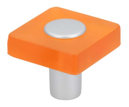 Afbeeldingen van Siro Meubelknop kunststof - L 30mm/H 26mm/B 30mm oranje/aluminium 