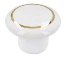 Afbeeldingen van Siro Meubelknop keramisch - L 32mm/H 25mm/B 32mm wit/goud 
