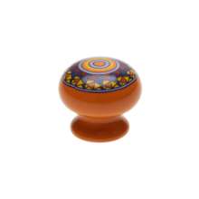 Afbeeldingen van Siro Meubelknop keramisch - L 31mm/H 28mm/B 31mm oranje/mandala 