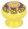 Afbeeldingen van Siro Meubelknop keramisch - L 39mm/H 35mm/B 39mm geel/mandala 