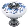 Afbeeldingen van Siro Meubelknop keramisch - L 32mm/H 30mm/B 32mm wit bloemen/ antiek zilver 