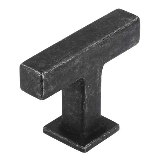 Afbeeldingen van Siro T-knop metalen - L 46mm / B 18mm / H 34mm - getrommeld antiek ijzer