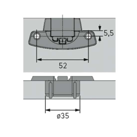Afbeeldingen van Hettich Selekta Pot TH 32, 52 x 5,5 mm, voor schroefbevestiging, vernikkeld