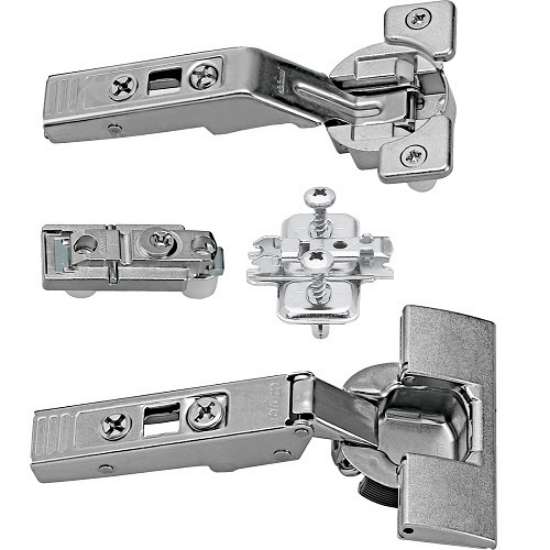 Afbeeldingen van Blum middenscharnieren Clip top - persversie en- montageplaten voor AVENTOS houten fronten en brede alukaders - vernikkeld 78Z5530T11MB+P