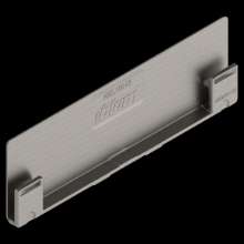 Afbeeldingen van Blum afdekkap klein Merivobox - bedrukt **Blum** - inox geborsteld ABD.1009.BLAB