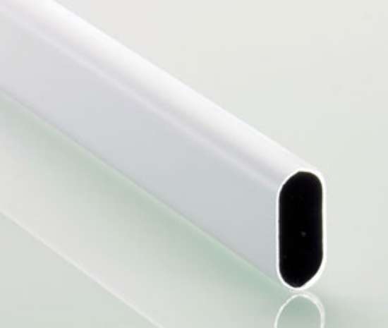 Afbeeldingen van Hettich Ovale kastbuis met witte poedercoating, 3000 mm