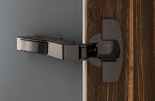 Afbeeldingen van Hettich Sensys hoekscharnier W30 met geïntegreerde demping (Sensys 8639i W30), in obsidiaanzwart, opliggend, openingshoek 95°, TH-boorbeeld 52 x 5,5 mm, voor schroefbevestiging (-)