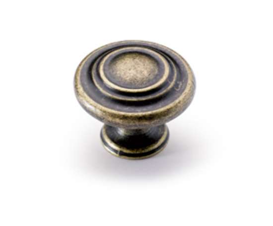 Afbeeldingen van Hettich Knop Essa, H 25 mm, ø 32 mm, messingkleurig antiek