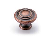 Afbeeldingen van Hettich Knop Essa, H 25 mm, ø 32 mm, koperkleurig antiek