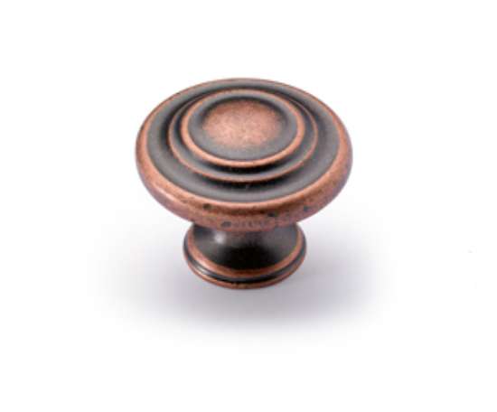 Afbeeldingen van Hettich Knop Essa, H 25 mm, ø 32 mm, koperkleurig antiek