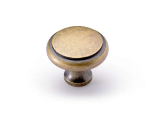 Afbeeldingen van Hettich Knop Solva, H 23 mm, ø 30 mm, messingkleurig antiek