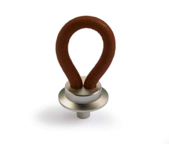 Afbeeldingen van Hettich Knop Filaga, L 20 mm, H 32 mm, Donkerbruin leer / mat vernikkeld