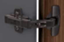 Afbeeldingen van Hettich Scharnier voor hoekkastvouwdeuren veerloos (Intermat 9930), in obsidiaanzwart, opliggend, Openingshoek 50° / 65°, TH-boorbeeld 52 x 5,5 mm, voor schroefbevestiging (-)