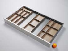 Afbeeldingen van Blum Bestekindeling voor werkbestek Legrabox- corpusbreedte 1200 en groter diepte 650mm - houtdecor nebraska eik/oriongrijs OL.BH6512N2IND