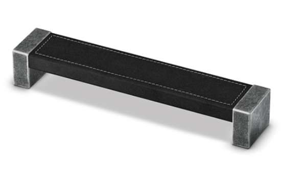 Afbeeldingen van Hettich Greep Arago, boorafstand 192, L 208 mm, B 40 mm, H 33 mm, Leer zwartgrijs / tinkleurig antiek