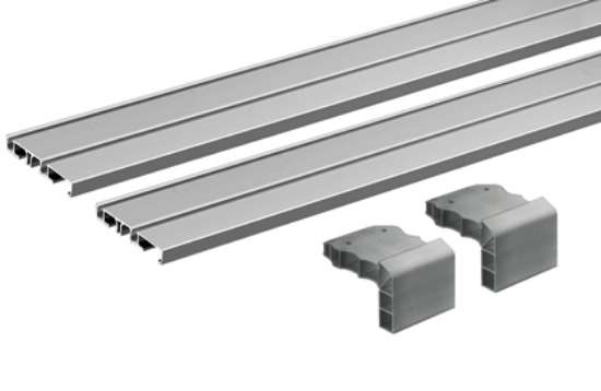 Afbeeldingen van Hettich SlideLine M Profielset: loopprofiel met 2-baans om te schroeven/plakken, 2500 mm
