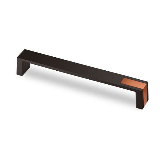 Afbeeldingen van Hettich Greep Intra, boorafstand 192, L 204 mm, B 25 mm, H 26 mm, Mat zwart / koperkleurig geborsteld