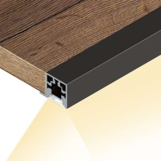 Afbeeldingen van Hettich Cadro Lichtprofiel bodem roestvrij staal finish
