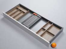Afbeeldingen van Blum Bestekindeling met foliehouder Legrabox - corpusbreedte 1200 en groter diepte 450mm - houtdecor nebraska eik/oriongrijs OL.BH4512N5IND