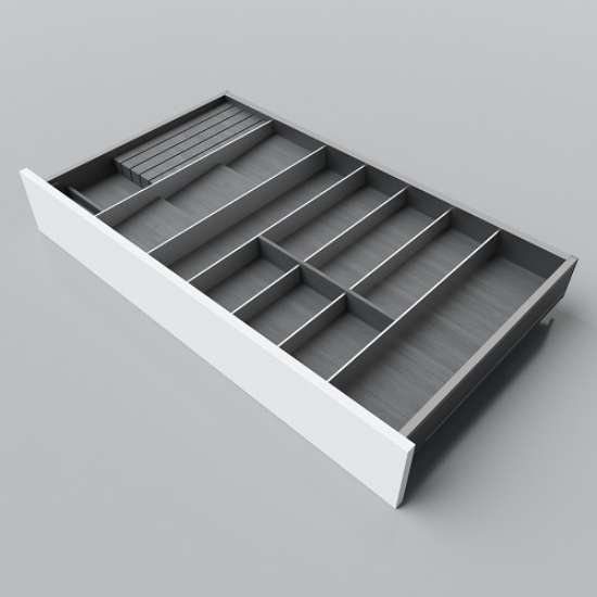 Afbeeldingen van Blum Bestekindeling voor kruidenpotjes Legrabox houtdecor - corpusbreedte 800-900 diepte 500mm - houtdecor zwart/aluminium OL.SA5090S3BEST