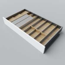 Afbeeldingen van Blum Bestekindeling met foliehouders Legrabox - corpusbreedte 900-1000mm diepte 500mm - fineer eiken/aluminium OL.EA5090S4BEST