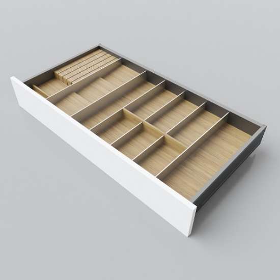 Afbeeldingen van Blum Bestekindeling voor kruidenpotjes Legrabox - corpusbreedte 850-1050 diepte 450mm - fineer eiken/aluminium OL.EA4590S3BEST