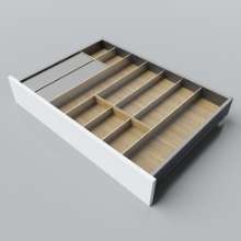 Afbeeldingen van Blum Bestekindeling met foliehouders Legrabox - corpusbreedte 750-950 diepte 550mm - fineer eiken/aluminium OL.EA5580S4BEST