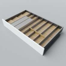 Afbeeldingen van Blum Bestekindeling met foliehouders Legrabox - corpusbreedte 900-1000mm diepte 550mm - fineer eiken/aluminium OL.EA5590S4BEST