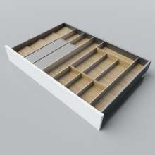 Afbeeldingen van Blum Bestekindeling met foliehouders Legrabox - corpusbreedte 900-1000mm diepte 600mm - fineer eiken/aluminium OL.EA6090S4BEST
