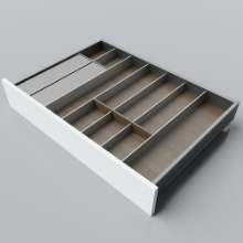 Afbeeldingen van Blum Bestekindeling met foliehouder Legrabox - corpusbreedte 750-950 diepte 550mm - notenhout/aluminium OL.NA5580S4BEST