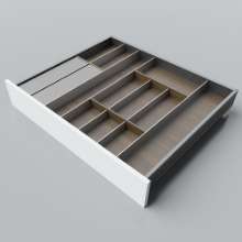 Afbeeldingen van Blum Bestekindeling met foliehouder Legrabox - corpusbreedte 750-950 diepte 650mm - notenhout/aluminium OL.NA6580S4BEST