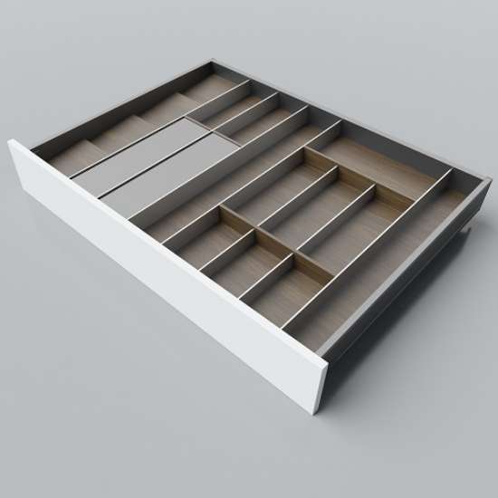 Afbeeldingen van Blum Bestekindeling folie en kruiden notenhout - voor LEGRABOX - corpusbreedte 900-1000mm diepte 650mm - notenhout/aluminium OL.NA6590S4BEST