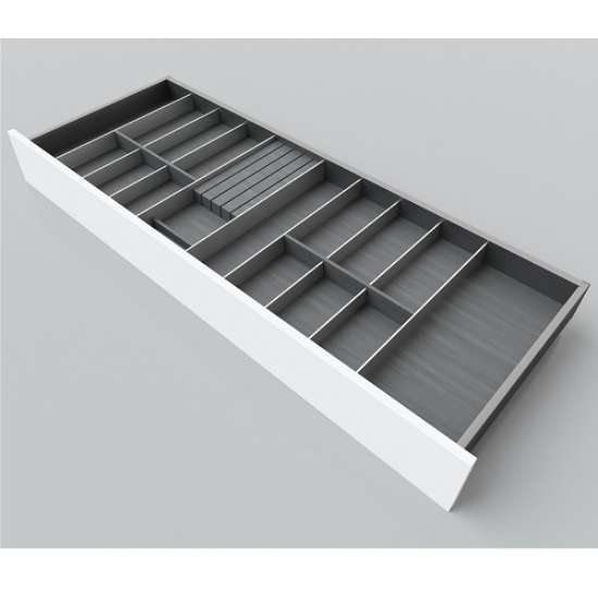 Afbeeldingen van Blum Bestekindeling Legrabox - corpusbreedte 1000mm-1200 diepte 450mm - houtdecor zwart/aluminium OL.SA4512S1BEST