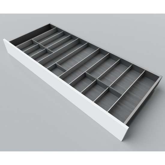 Afbeeldingen van Blum Bestekindeling voor messen Legrabox houtdecor - corpusbreedte 1200 diepte 500mm - houtdecor zwart/aluminium OL.SA5012S2BEST