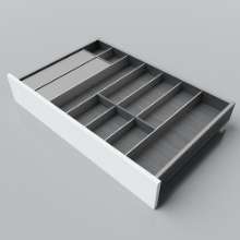 Afbeeldingen van Blum Bestekindeling met foliehouder Legrabox houtdecor - corpusbreedte 750-950 diepte 500mm - houtdecor zwart/aluminium OL.SA5080S4BEST
