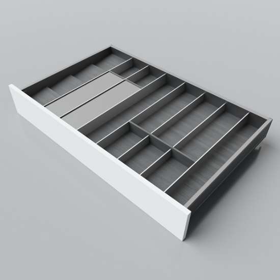 Afbeeldingen van Blum Bestekindeling met foliehouder Legrabox houtdecor - corpusbreedte 900-1000mm diepte 550mm - houtdecor zwart/aluminium OL.SA5590S4BEST