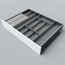 Afbeeldingen van Blum Bestekindeling met foliehouder Legrabox houtdecor - corpusbreedte 750-950 diepte 600mm - houtdecor zwart/aluminium OL.SA6080S4BEST