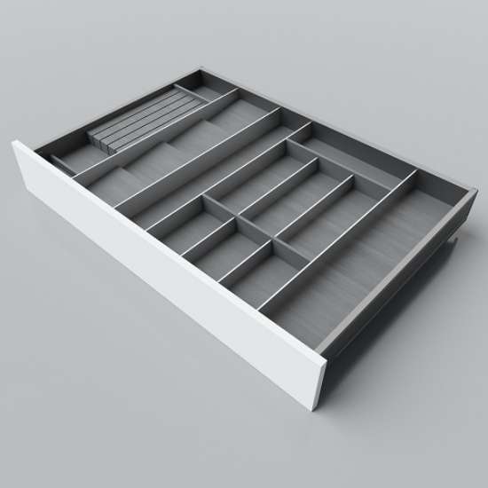 Afbeeldingen van Blum Bestekindeling voor kruidenpotjes Legrabox houtdecor - corpusbreedte 850-1050 diepte 600mm - houtdecor zwart/aluminium OL.SA6090S3BEST