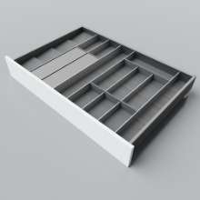 Afbeeldingen van Blum Bestekindeling met foliehouder Legrabox houtdecor - corpusbreedte 900-1000mm diepte 600mm - houtdecor zwart/aluminium OL.SA6090S4BEST