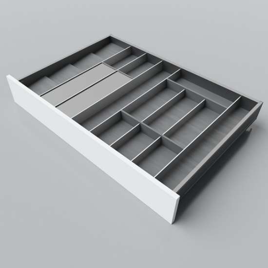 Afbeeldingen van Blum Bestekindeling met foliehouder Legrabox houtdecor - corpusbreedte 900-1000mm diepte 600mm - houtdecor zwart/aluminium OL.SA6090S4BEST