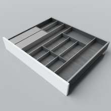 Afbeeldingen van Blum Bestekindeling met foliehouder Legrabox houtdecor - corpusbreedte 750-950 diepte 650mm - houtdecor zwart/aluminium OL.SA6580S4BEST