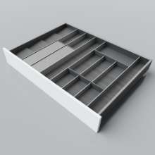 Afbeeldingen van Blum Bestekindeling met foliehouder Legrabox houtdecor - corpusbreedte 900-1000mm diepte 650mm - houtdecor zwart/aluminium OL.SA6590S4BEST
