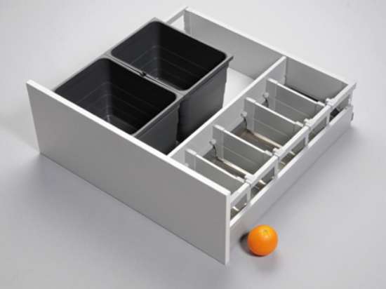 Afbeeldingen van Blum Afvalsysteem emmers/flessen/tussenwand Tandembox Antaro D - nominale lengte 650mm corpusbreedte 700mm hoogte 225mm - carbonzwart OL.ED6570CSAFVS