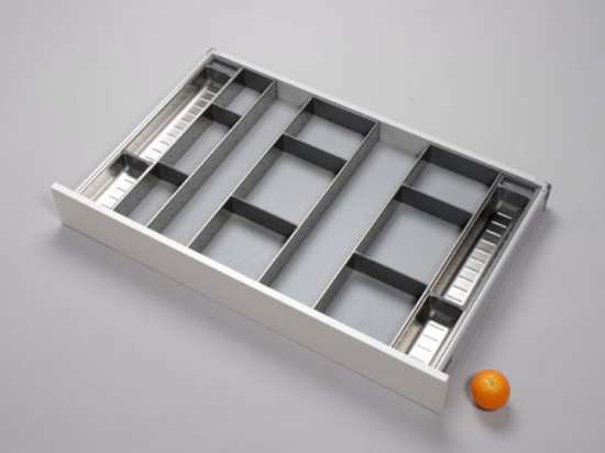 Afbeeldingen van Blum Bestekindeling voor werkbestek Orga-Line - corpusbreedte 1000mm en groter ladediepte 600 - inox/RVS OL.BO6010S8BESTEKLADE